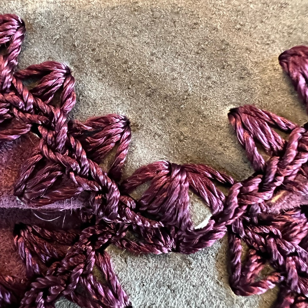 Vintage Lined Leather Crochet Patchwork Skirt in … - image 13